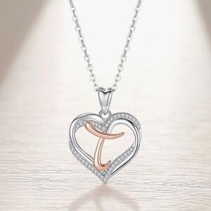 INFUSEU Unique Initial Necklaces For Women Girls Small Heart Letter Jewelry